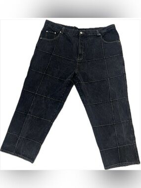 ✨ Vibes Gold Label Y2K Dark Wash Paneled Baggy Jeans - 48x32 - Streetwear